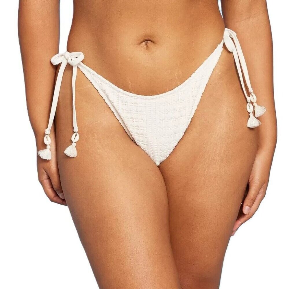 wild fable White Textured Tie-Side Bikini Bottoms